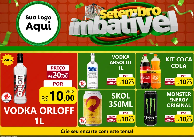Modelo de Encarte para Encarte A4 Horizontal com o tema Setembro Imbatível para Distribuidora de bebidas