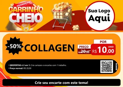 Modelo de Cartaz para Cartaz A4 Horizontal com o tema Promoção carrinho cheio para Suplementos alimentares