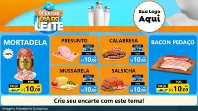 Modelo de TV para TV Horizontal com o tema Ofertas Dia do Leite para Frios e Laticínios