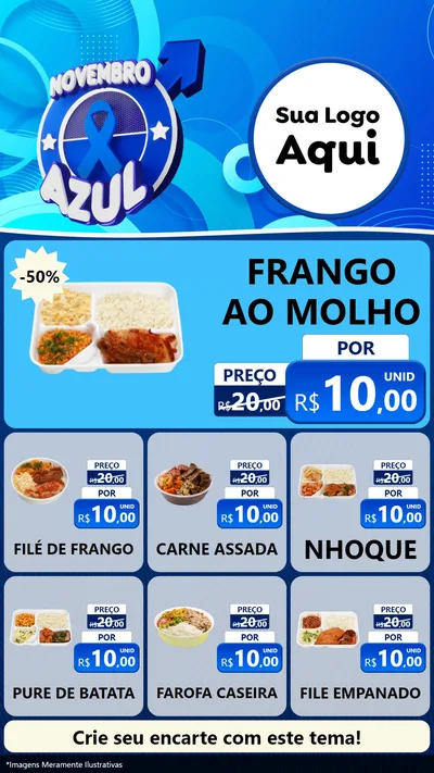 Modelo de Rede Social para Stories com o tema Novembro Azul para Restaurante