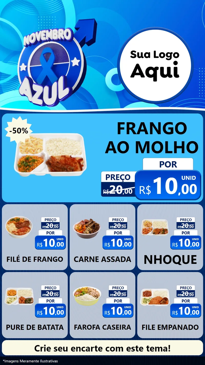 Modelo de Rede Social para Stories com o tema Novembro Azul para Restaurante