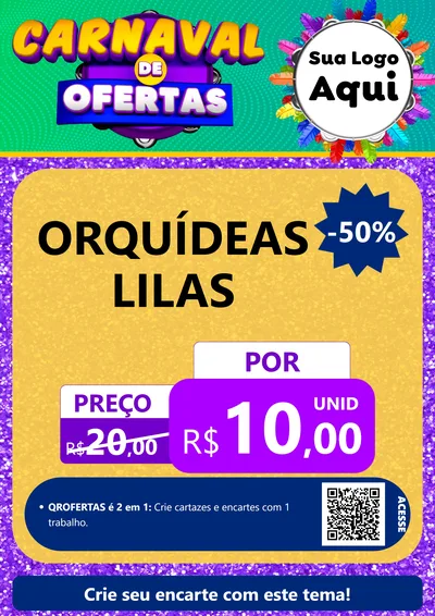 Modelo de Cartaz para Cartaz A4 Vertical com o tema Carnaval de Ofertas para Floricultura e jardim