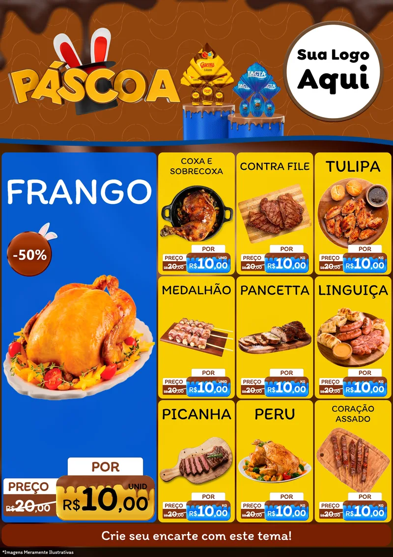 Modelo de Encarte para Encarte A4 Vertical com o tema Páscoa para Assados
