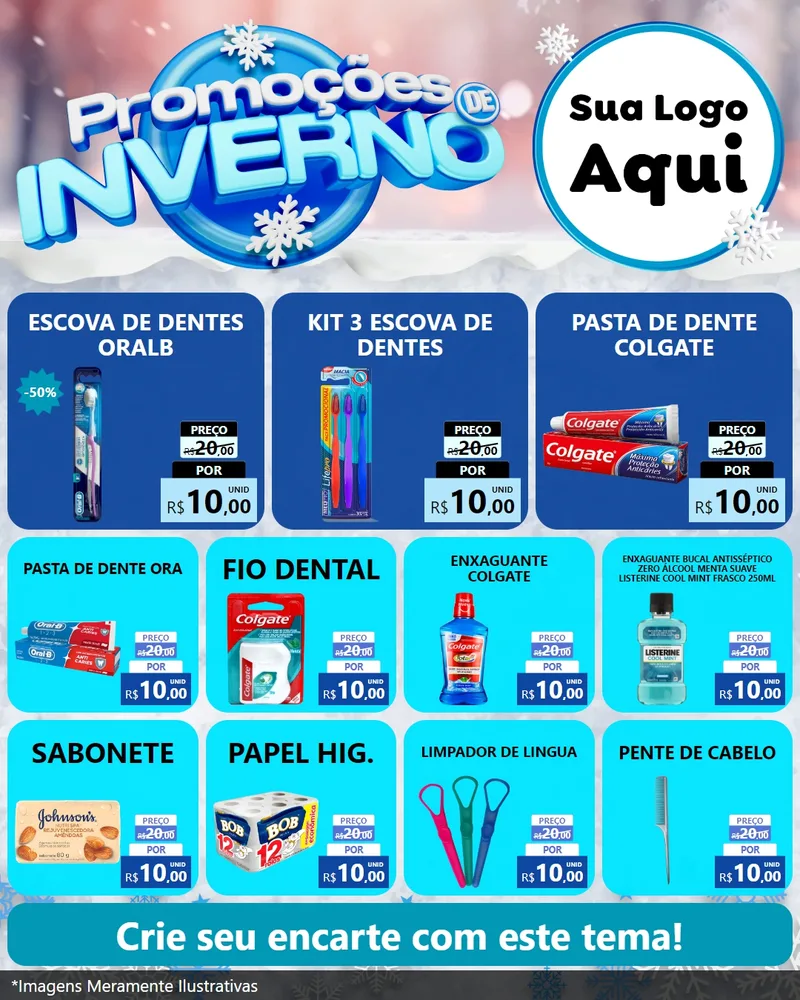 Modelo de Rede Social para Feed Instagram com o tema Promoções de Inverno para Higiene Pessoal