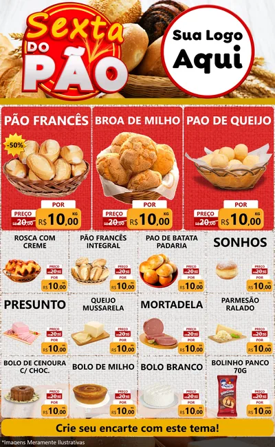 Modelo de Encarte para Encarte Grande com o tema Sexta do Pão para Padaria