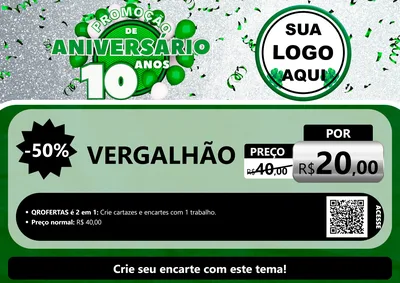Modelo de Cartaz para Cartaz A4 Horizontal com o tema Promoção de Aniversário - 10 Anos para Ferragens