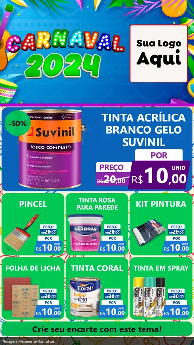 Modelo de Rede Social para Stories com o tema Carnaval 2027 para Tintas e Ferramentas