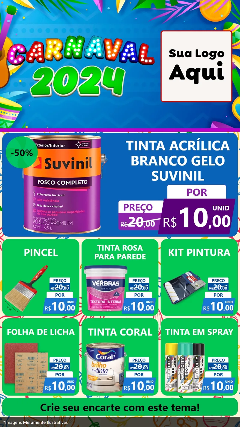 Modelo de Rede Social para Stories com o tema Carnaval 2027 para Tintas e Ferramentas