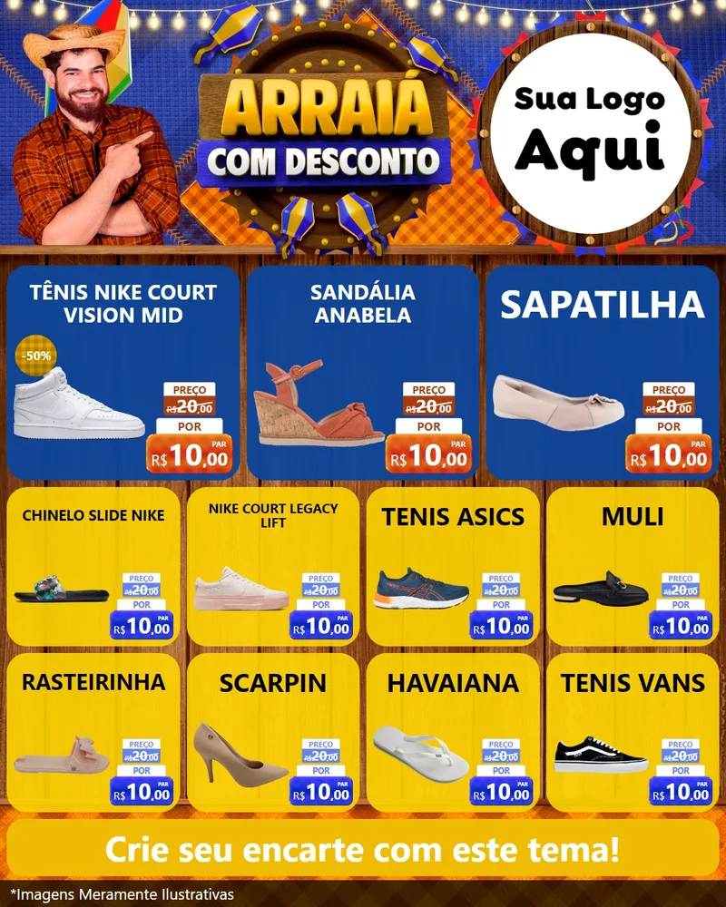 Modelo de Rede Social para Feed Instagram com o tema Arraiá Com Desconto para Calçados