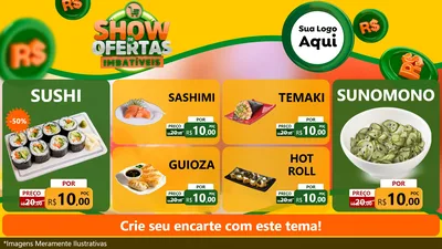 Modelo de TV para TV Horizontal com o tema Show de Ofertas Imbatíveis para Comida japonesa