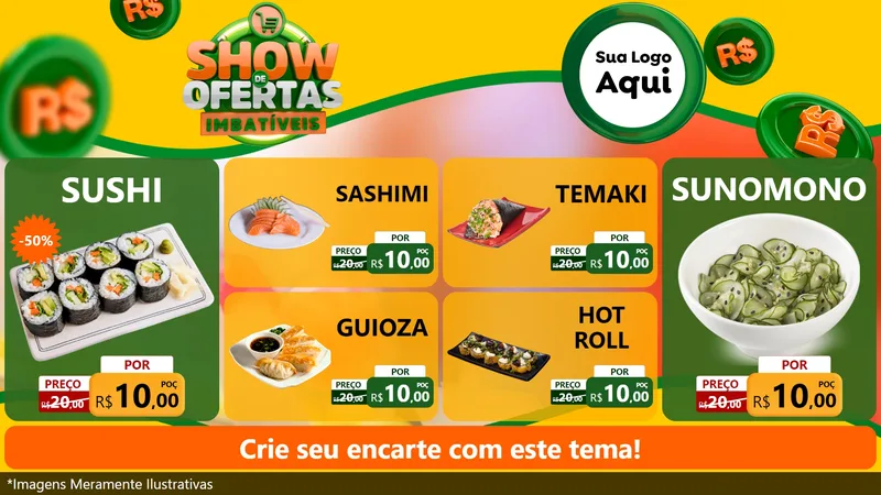 Modelo de TV para TV Horizontal com o tema Show de Ofertas Imbatíveis para Comida japonesa