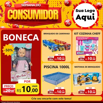 Modelo de Rede Social para Feed Facebook com o tema Semana do Consumidor para Brinquedos