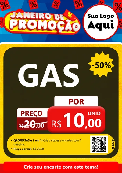 Modelo de Cartaz para Cartaz A4 Vertical com o tema Janeiro de Promoção para Água e gás