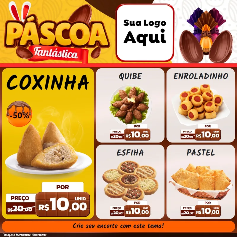Modelo de Rede Social para Feed Facebook com o tema Páscoa Fantástica para Salgadaria