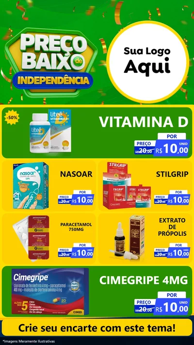 Modelo de TV para TV Vertical com o tema Preço Baixo de Independência para Farmácia