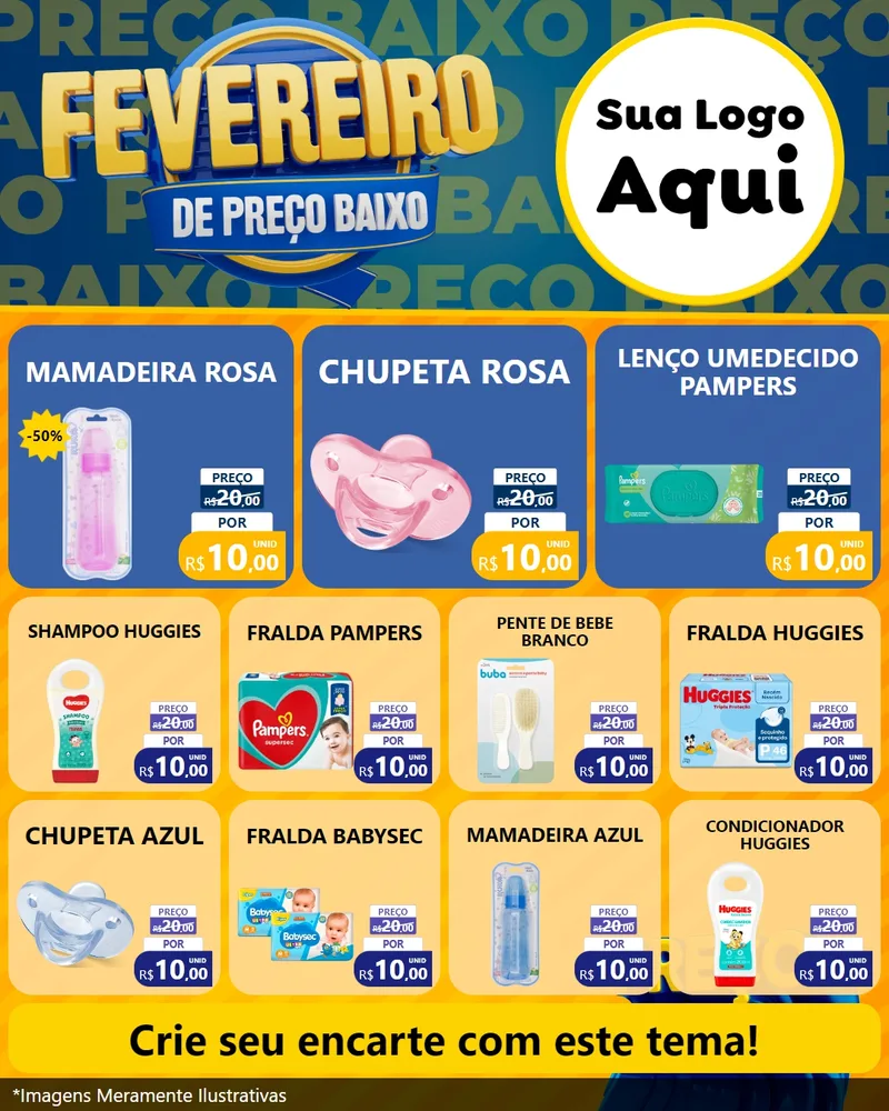 Modelo de Rede Social para Feed Instagram com o tema Fevereiro de Preço Baixo para Bebês