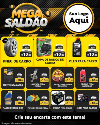 Modelo de Rede Social para Feed Instagram com o tema Mega Saldão para Auto peças