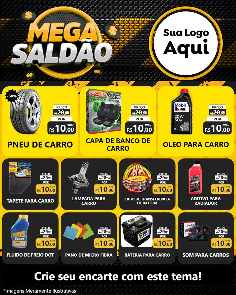 Modelo de Rede Social para Feed Instagram com o tema Mega Saldão para Auto peças