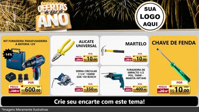 Modelo de TV para TV Horizontal com o tema Ofertas de Fim de Ano para Maquinas e Ferramentas