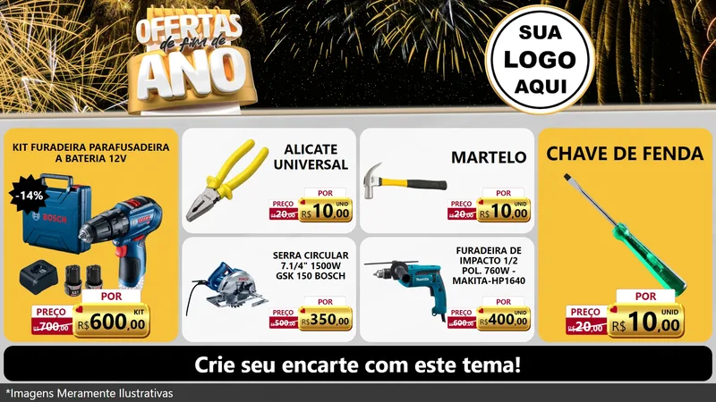 Modelo de TV para TV Horizontal com o tema Ofertas de Fim de Ano para Maquinas e Ferramentas
