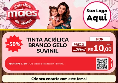 Modelo de Cartaz para Cartaz A4 Horizontal com o tema Dia Das Mães De Ofertas para Tintas e Ferramentas