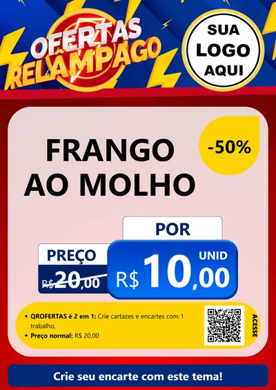 Modelo de Cartaz para Cartaz A4 Vertical com o tema Ofertas Relâmpago para Restaurante