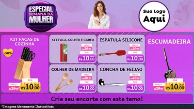 Modelo de TV para TV Horizontal com o tema Especial Semana da Mulher para Utilidades Domésticas