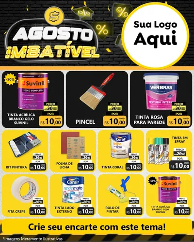 Modelo de Rede Social para Feed Instagram com o tema Agosto Imbatível para Tintas e Ferramentas
