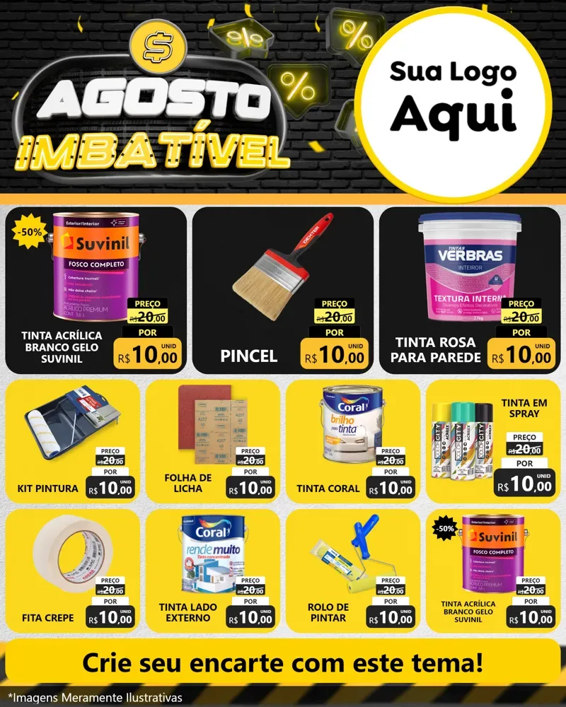 Modelo de Rede Social para Feed Instagram com o tema Agosto Imbatível para Tintas e Ferramentas