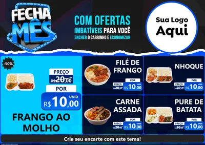 Modelo de Encarte para Encarte A4 Horizontal com o tema Fecha Mês para Restaurante