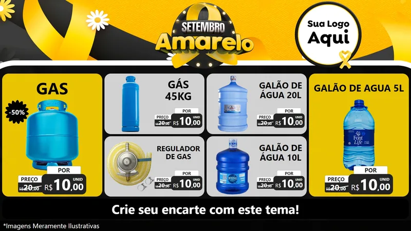 Modelo de TV para TV Horizontal com o tema Setembro Amarelo para Água e gás
