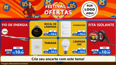 Modelo de TV para TV Horizontal com o tema Festival de Ofertas para Materiais Elétricos