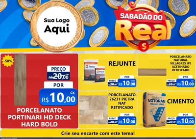 Modelo de Encarte para Encarte A4 Horizontal com o tema Sabadão do Real para Pisos e revestimentos
