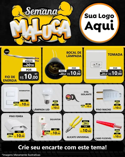Modelo de Rede Social para Feed Instagram com o tema Semana Maluca para Materiais Elétricos