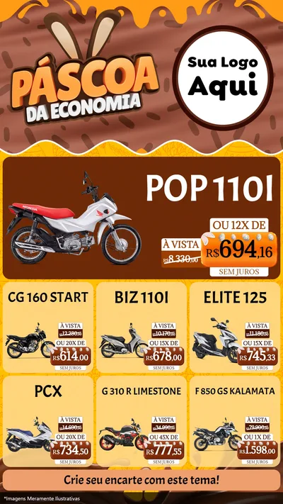 Modelo de Rede Social para Stories com o tema Páscoa da Economia para Concessionaria de Motos