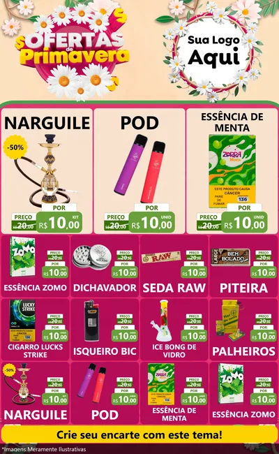 Modelo de Encarte para Encarte Grande com o tema Ofertas de Primavera para Tabacaria