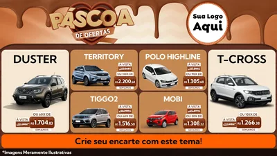 Modelo de TV para TV Horizontal com o tema Páscoa de Ofertas para Concessionaria de Carros