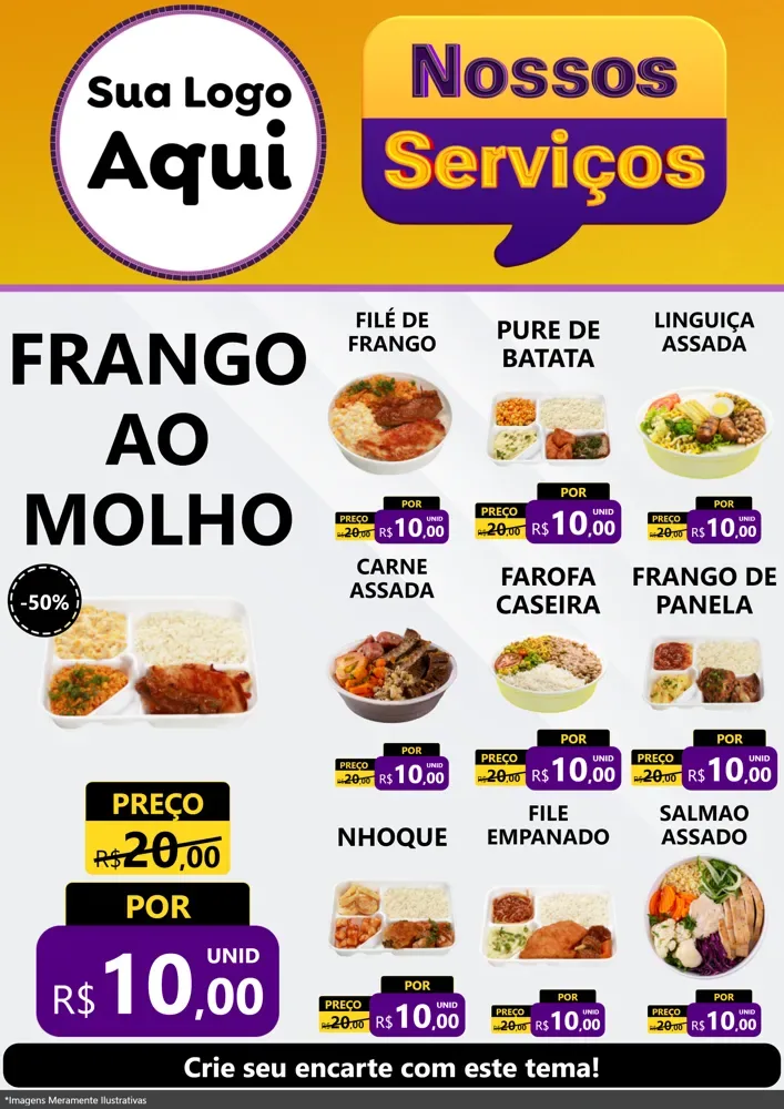 Modelo de Encarte para Encarte A4 Vertical com o tema Nossos Serviços para Restaurante