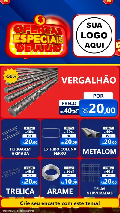 Modelo de Rede Social para Stories com o tema Ofertas Especiais de Julho para Ferragens