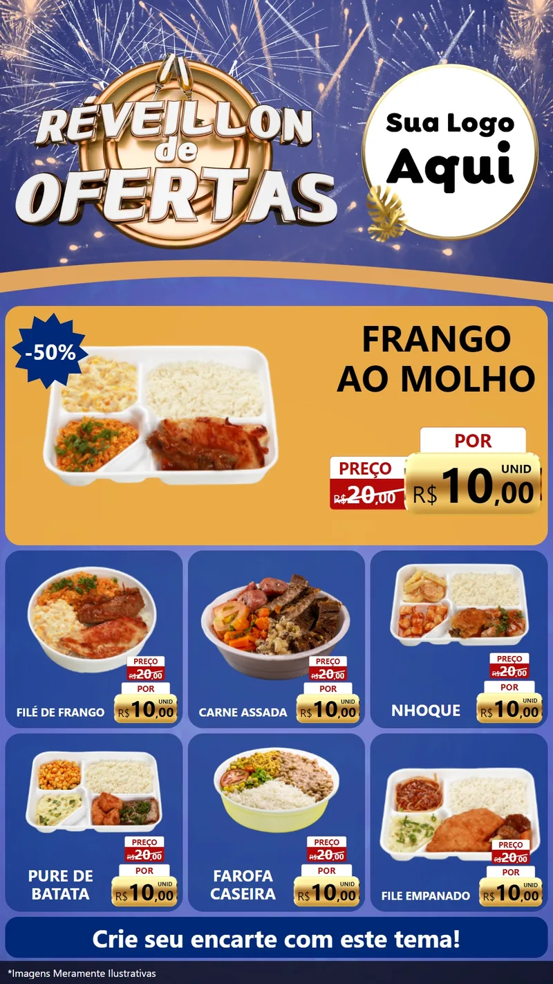 Modelo de Rede Social para Stories com o tema Réveillon de Ofertas para Restaurante