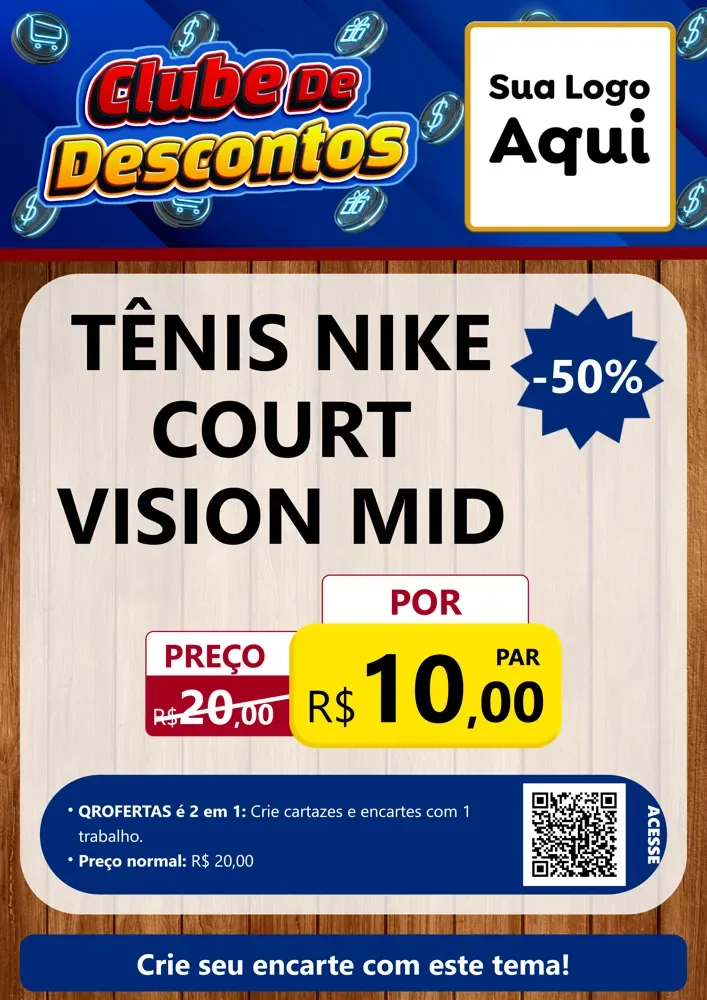 Modelo de Cartaz para Cartaz A4 Vertical com o tema Clube de Descontos para Calçados