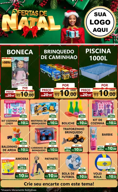 Modelo de Encarte para Encarte Grande com o tema Ofertas de Natal para Brinquedos