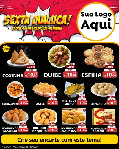 Modelo de Rede Social para Feed Instagram com o tema Sexta Maluca! para Salgadaria