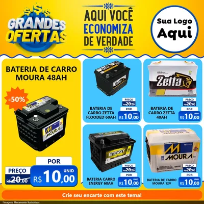 Modelo de Rede Social para Feed Facebook com o tema Grandes Ofertas para Baterias Elétricas