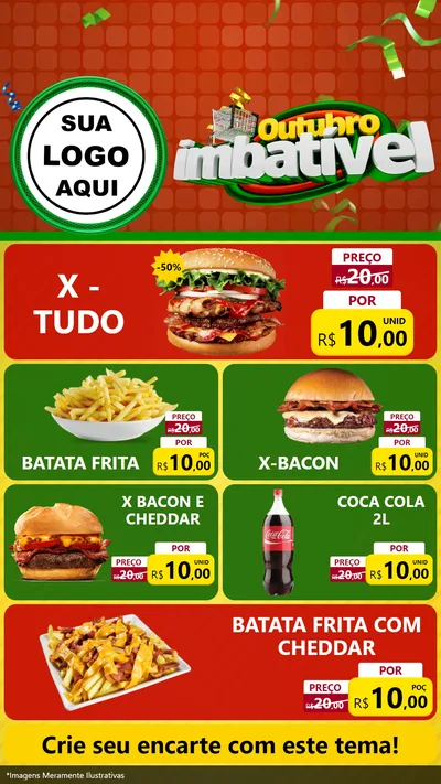 Modelo de TV para TV Vertical com o tema Outubro Imbatível para Hamburgueria