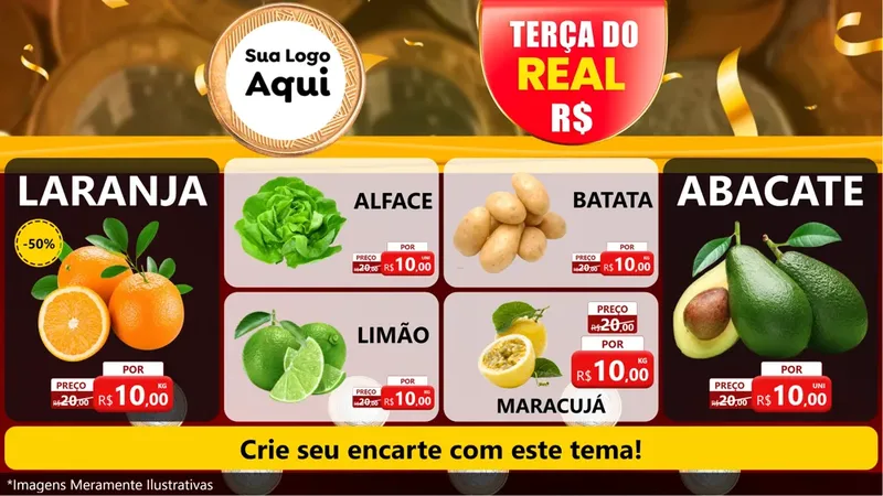 Modelo de TV para TV Horizontal com o tema Terça do Real para Hortifrúti