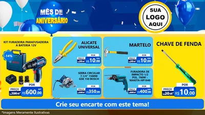 Modelo de TV para TV Horizontal com o tema Mês de Aniversário para Maquinas e Ferramentas