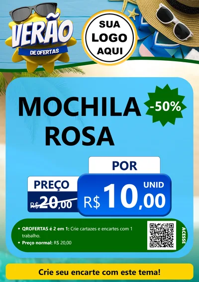 Modelo de Cartaz para Cartaz A4 Vertical com o tema Verão de Ofertas para Papelaria