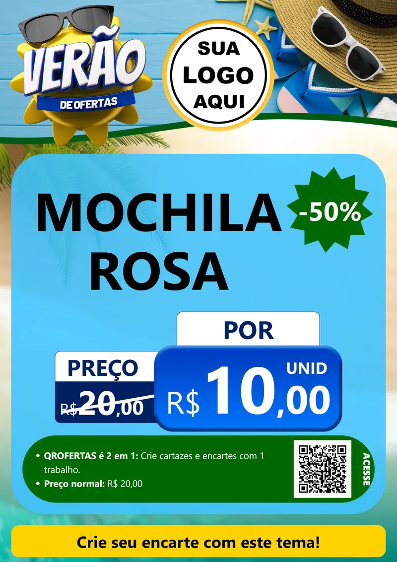 Modelo de Cartaz para Cartaz A4 Vertical com o tema Verão de Ofertas para Papelaria