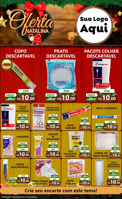Modelo de Encarte para Encarte Grande com o tema Ofertas Natalina para Embalagens